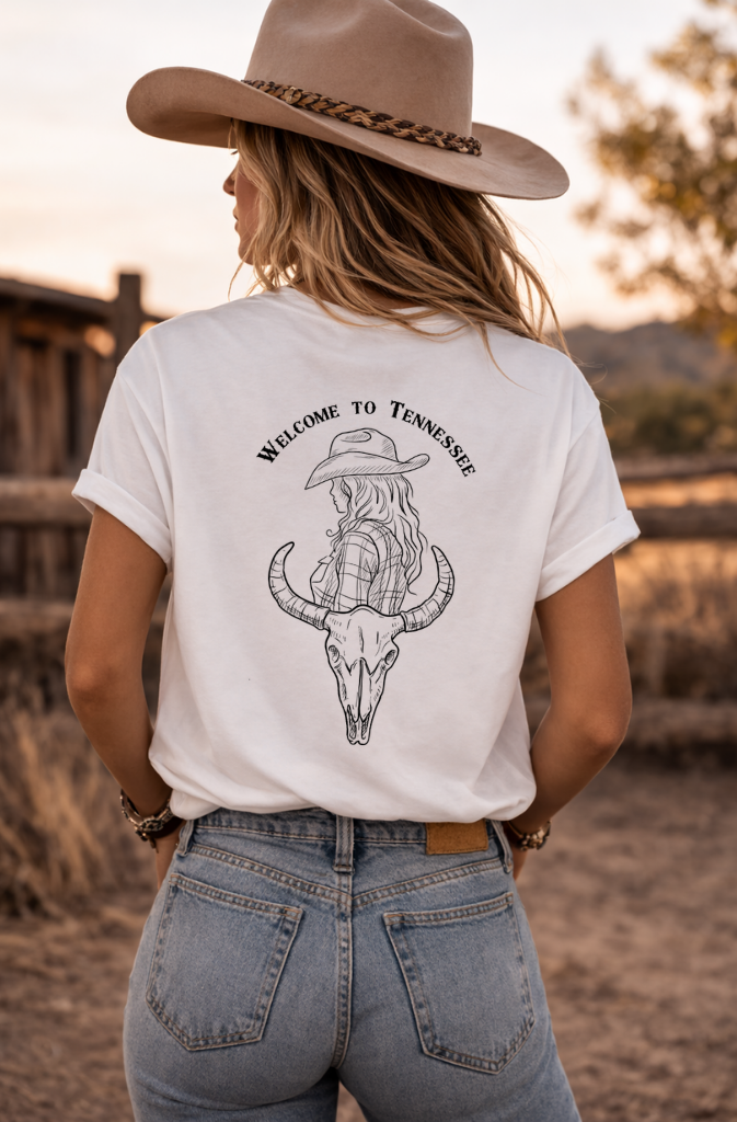 Modern Western Cowgirl Shirt – Country Girl T-Shirt – Western Graphic Tee – Rodeo Shirt – Cowgirl Back Print – Country Aesthetic Shirt