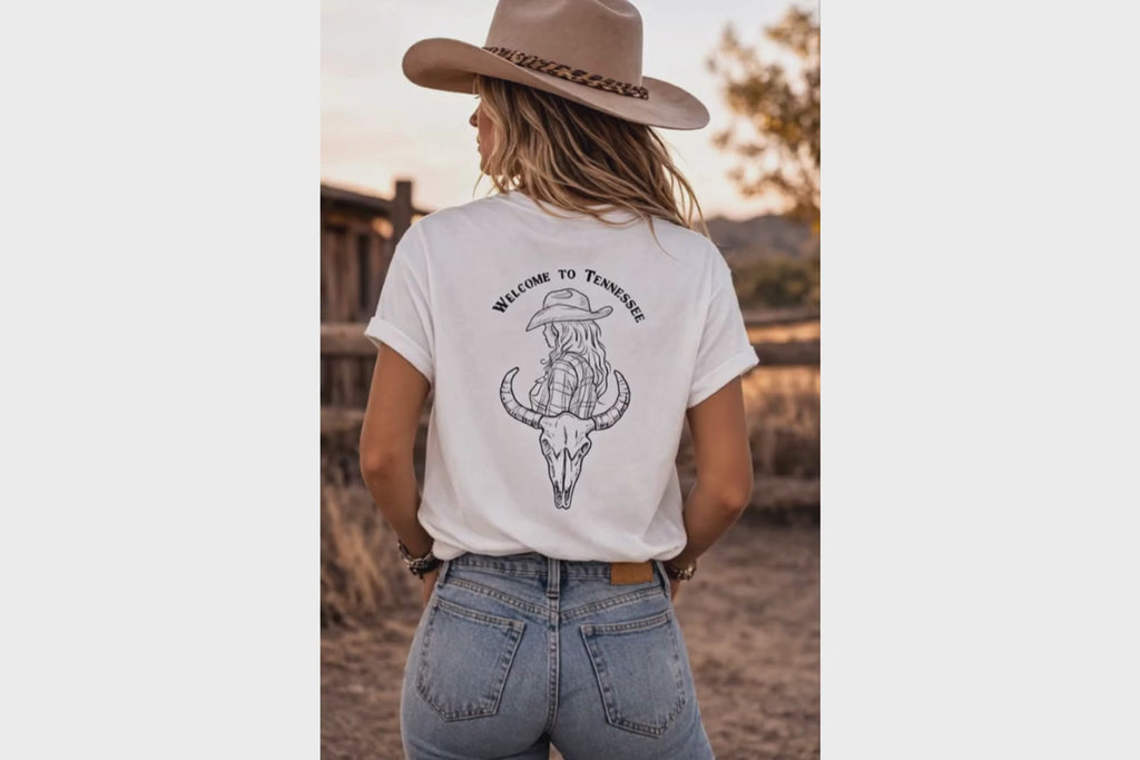 Modern Western Cowgirl Shirt – Country Girl T-Shirt – Western Graphic Tee – Rodeo Shirt – Cowgirl Back Print – Country Aesthetic Shirt